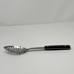 Flint Slotted Spoon Stainless Steel Black Handle Vintage USA EKCO
